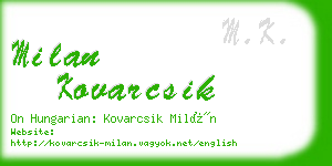 milan kovarcsik business card